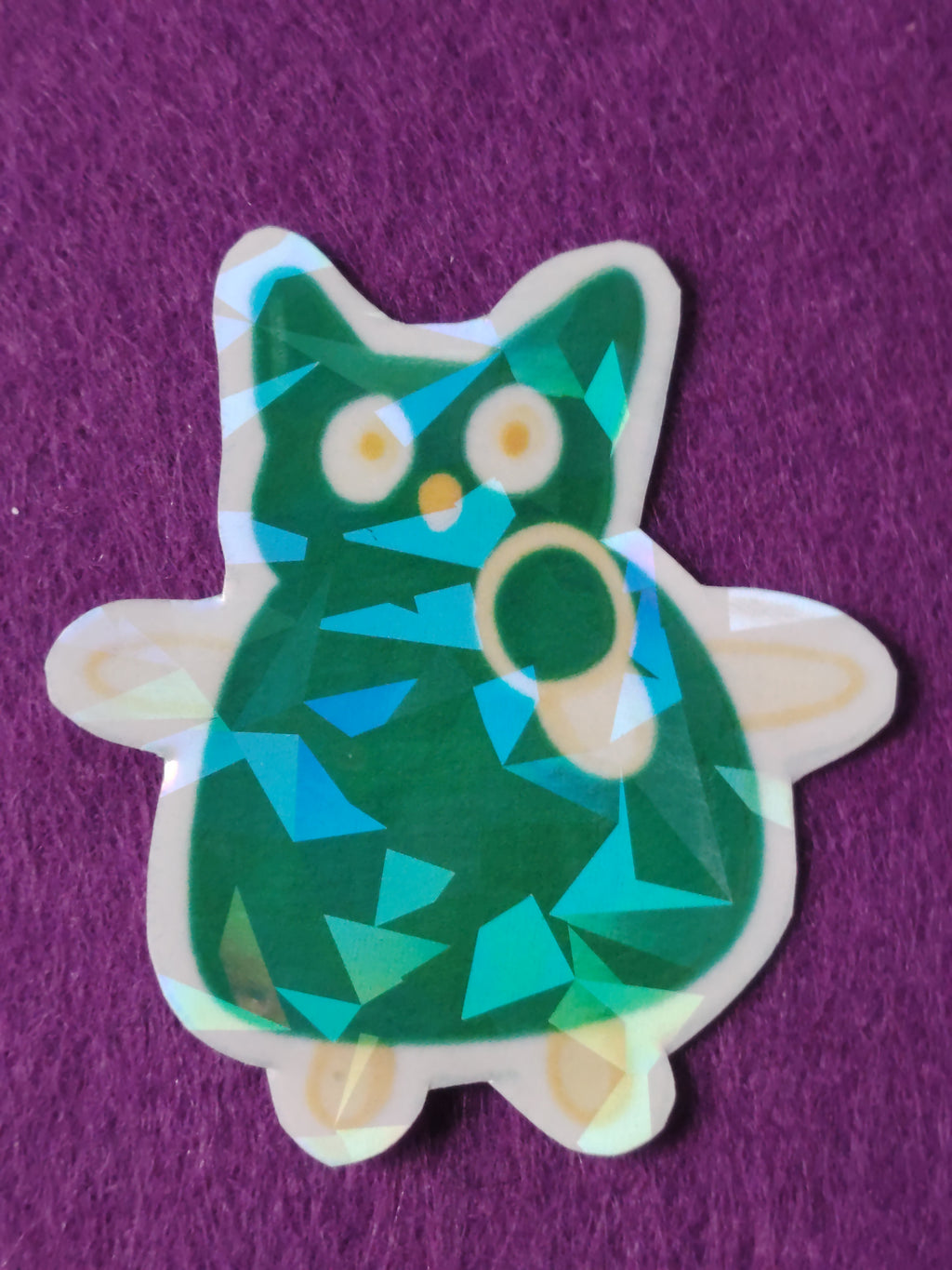 🦄 Magisches Kunstwerk – Holografischer Fantasiewesen-Sticker, handgezeichnet & handgeschnitten