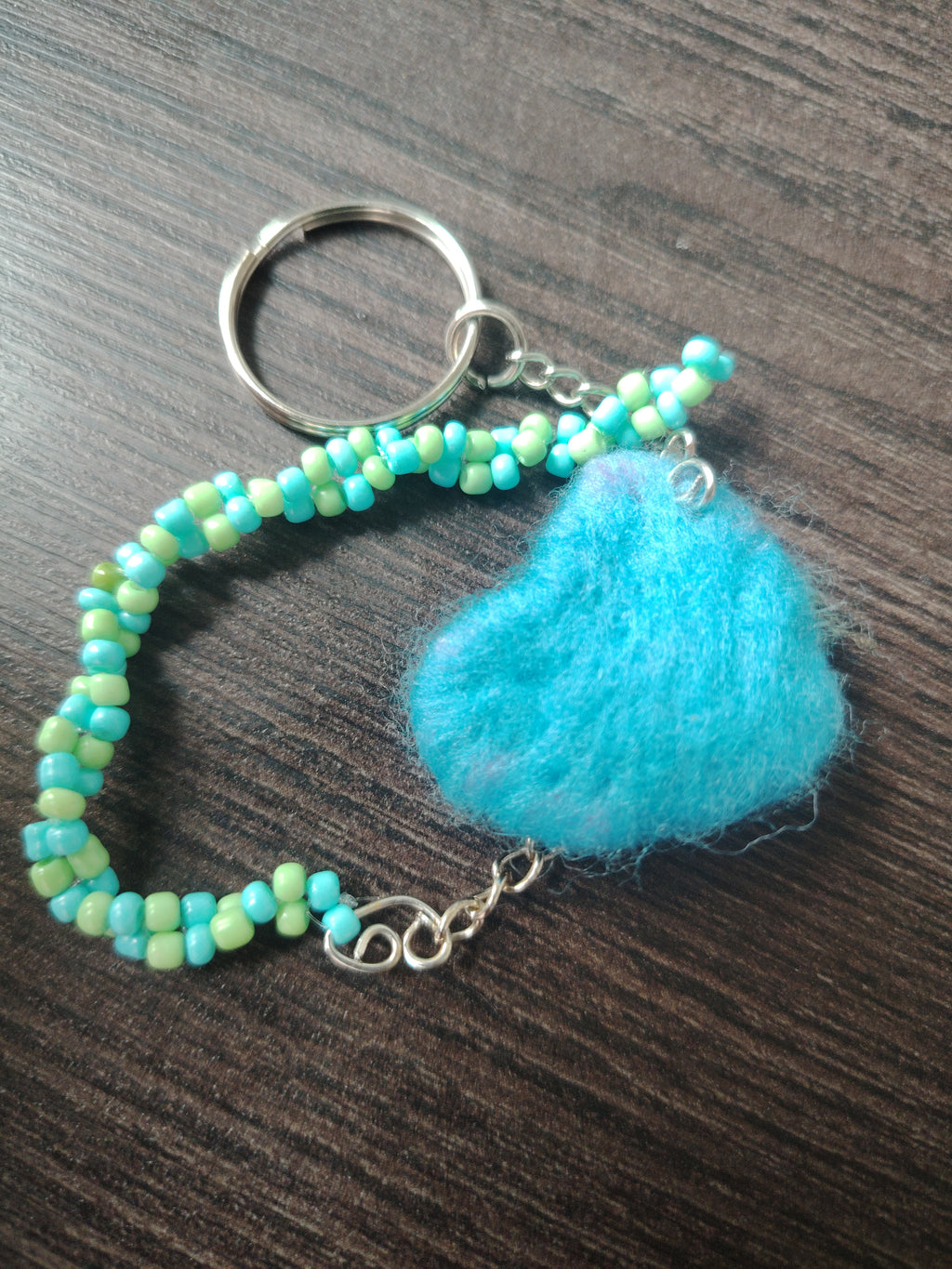 Schlüsselanhänger mit gefilzten Blauen Herz