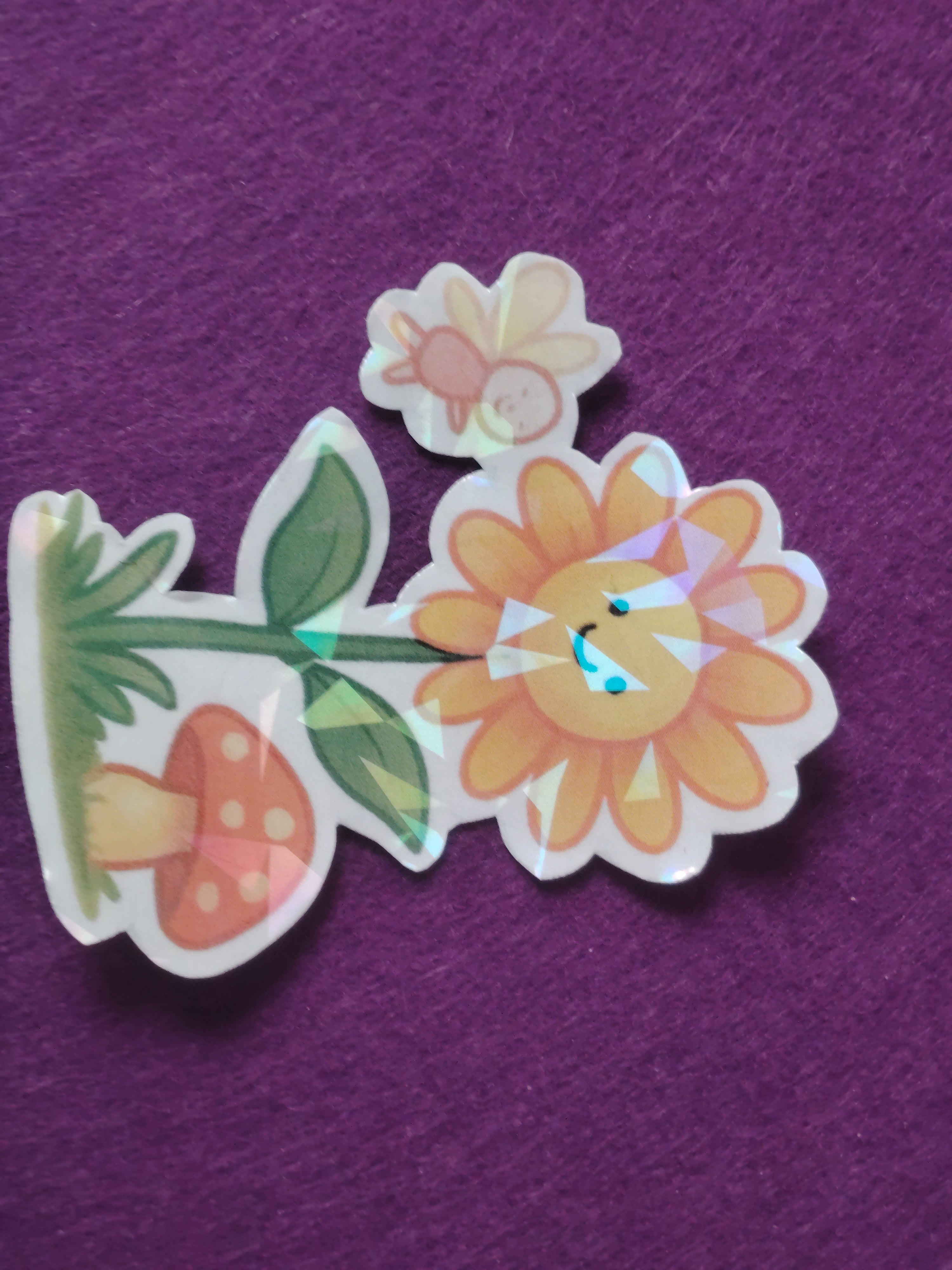 Sticker Blume mit kleiner Fee und Pilz