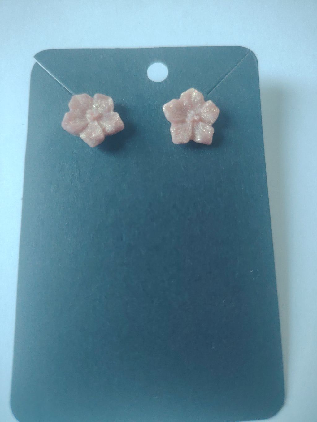 Pink glitter flower earrings