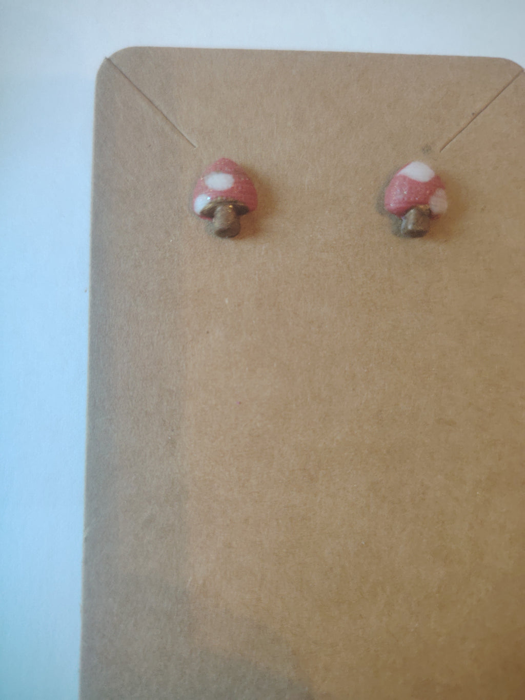 Small fly agaric stud earrings in red, white, brown