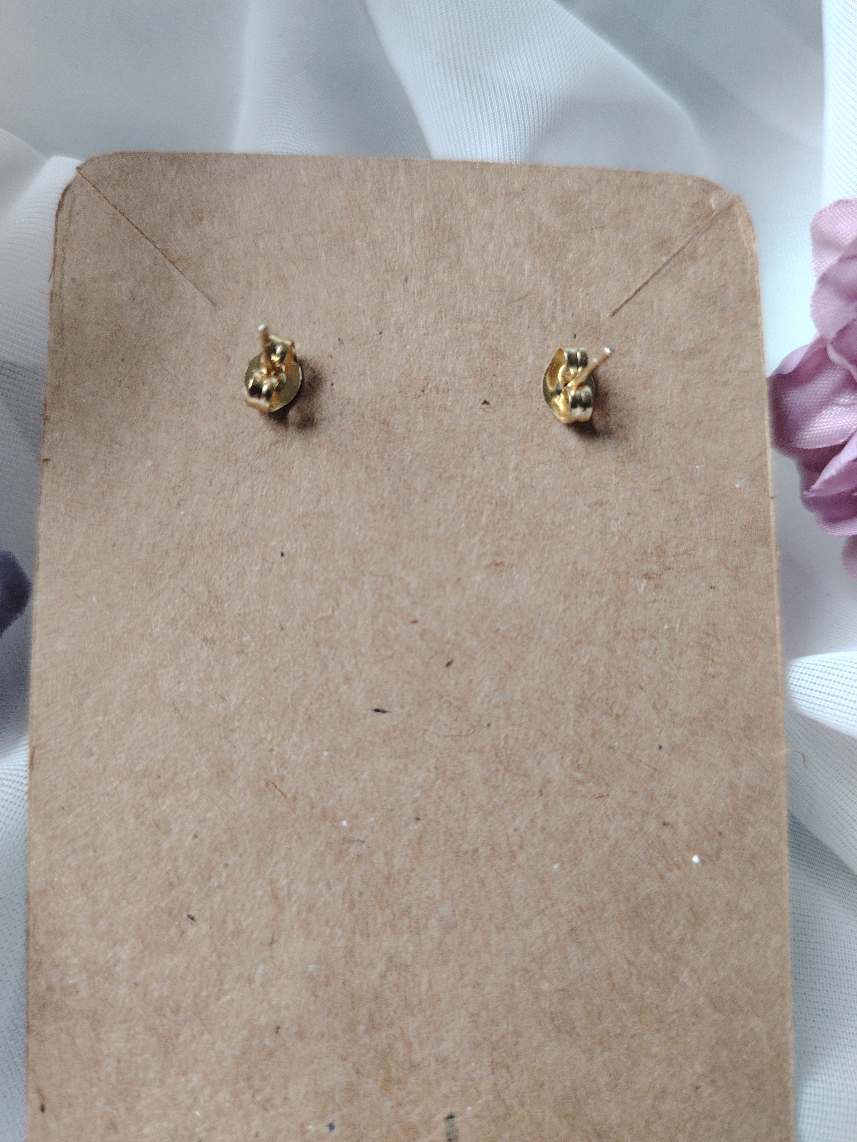 Small pink glitter rose stud earrings